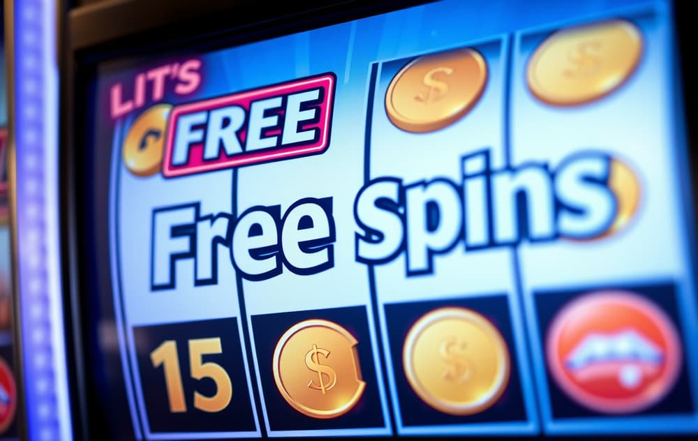 Skjermbilde av spilleautomat med freespins-bonus