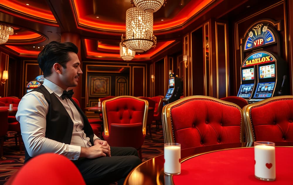 VIP-lounge med personlig vert og slotmaskin