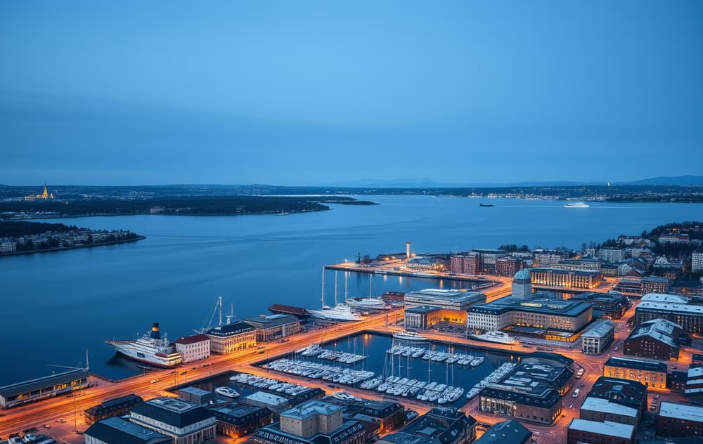 Oslo havn i blåtimen – norsk casino guide atmosfære