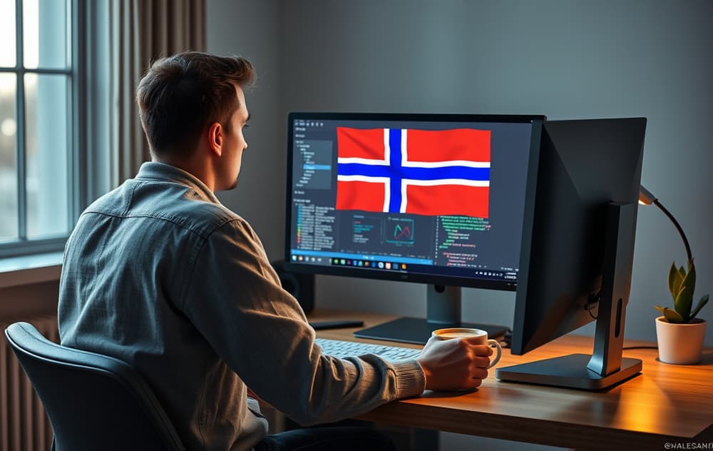 Person som chatter med casino kundeservice via live chat på norsk