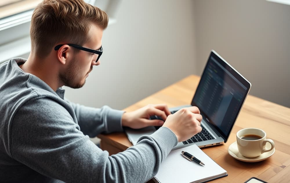 Norsk fotballfan sammenligner odds på flere bettingsider på laptop.